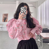 French Chic and Sweet Blouse Pink Shirt for Women in Summer