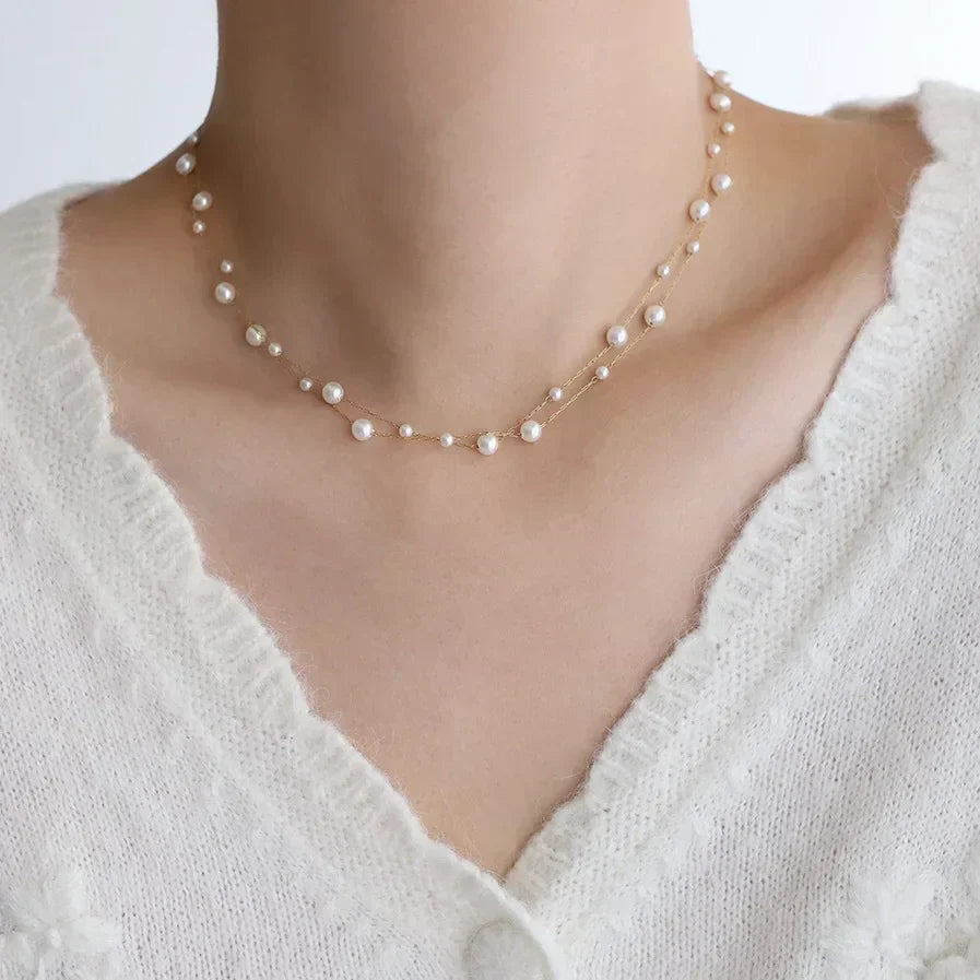 ZAKOL Stainless Steel Temperament Pearl Chain Choker